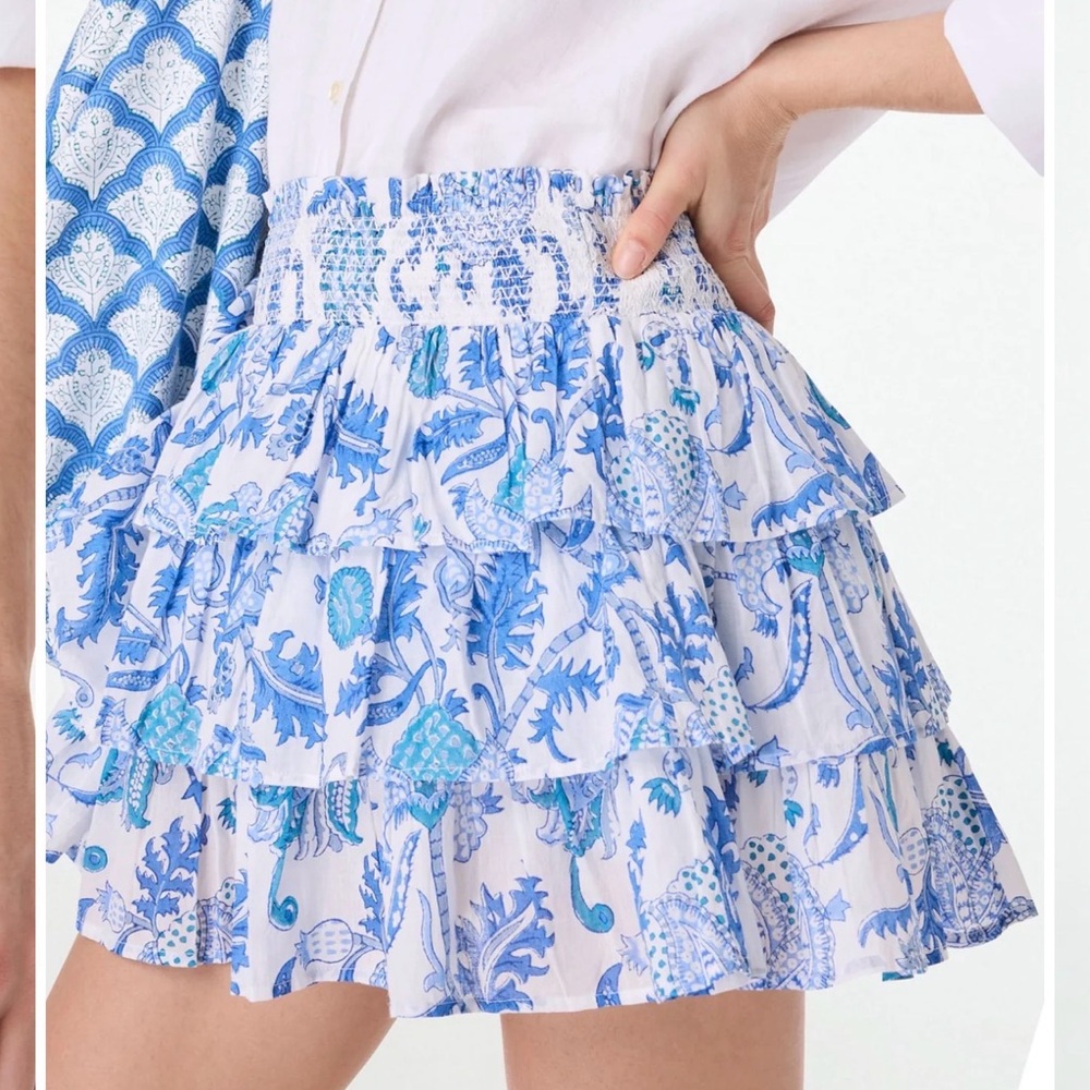 Roller Rabbit Blue and White Floral Ruffled Skirt